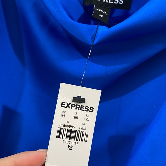 Express Conscious Edit Satin Cowl Neck Asymmetrical Hem Maxi Slip Dress - Picture 10 of 12